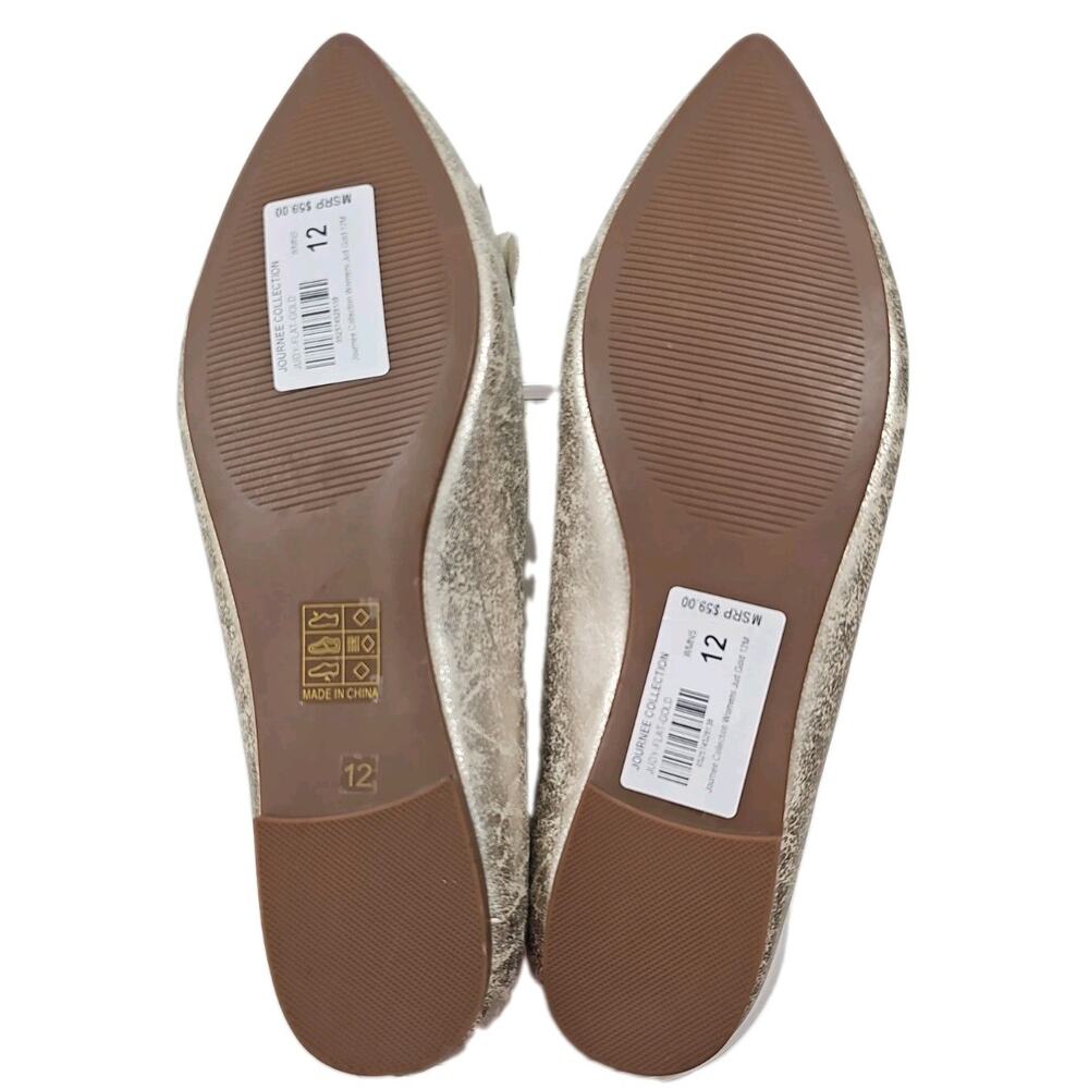 Journee Collection ~Woman Size 12M~ Judy Ruffled Ballet Flats Old Gold NWOB. - Picture 5 of 14